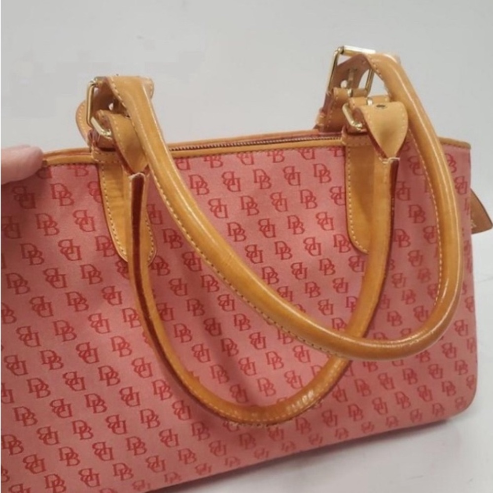 Dooney & Bourke Red and Tan Signature Shoulder Bag